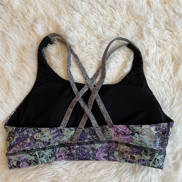 LULULEMON Energy Bra Black, green and purple- Size 8 a - Picture 2 of 6